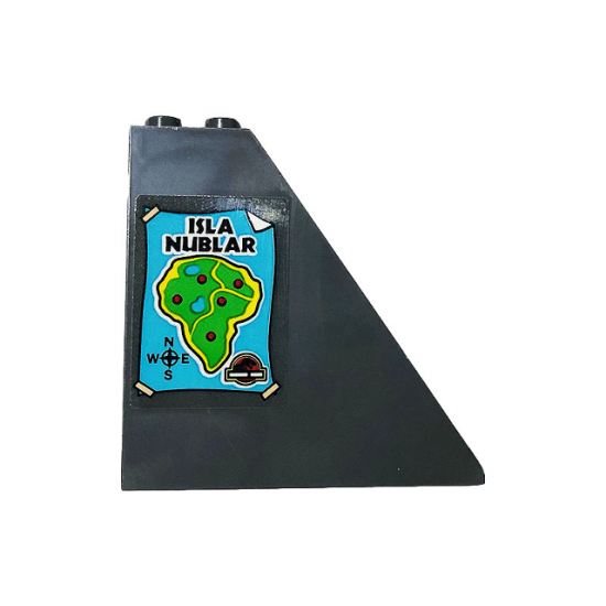 Slope 55 6 x 1 x 5 with Map, 'ISLA NUBLAR', Jurassic Park Logo and Compass Pattern (Sticker) - Set 75932