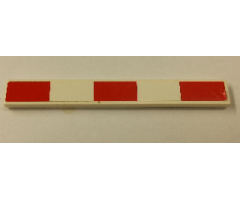 Tile 1 x 8 with Red and White Crossbar 3 Red Stripes Pattern (Sticker) - Set 7994