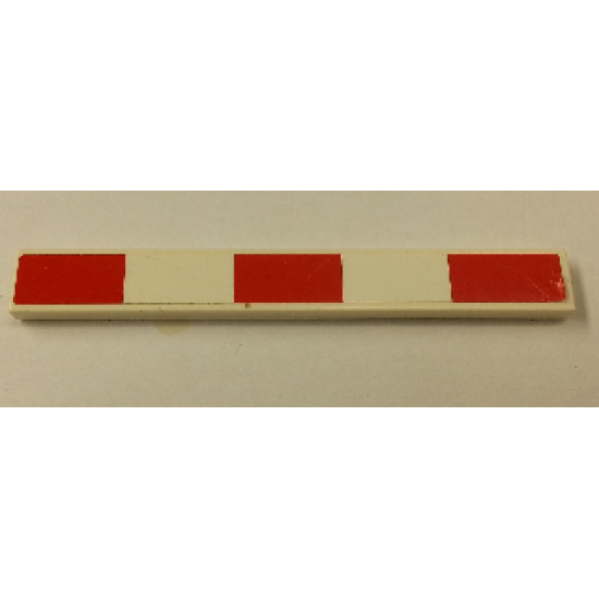 Tile 1 x 8 with Red and White Crossbar 3 Red Stripes Pattern (Sticker) - Set 7994