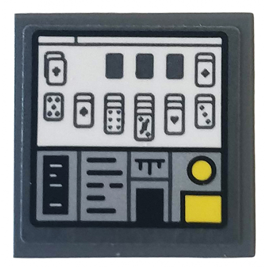 Tile 2 x 2 with Control Panel with Solitaire Game and Switches Pattern (Sticker) - Set 75935