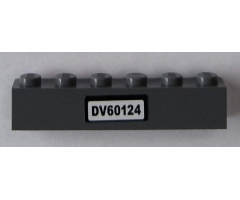 Brick 1 x 6 with 'DV60124' License Plate Pattern (Sticker) - Set 60124