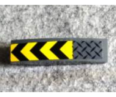 Slope, Curved 4 x 1 with Black and Yellow Chevrons and Dark Bluish Gray Tread Plate Pattern (Sticker) - Set 75929