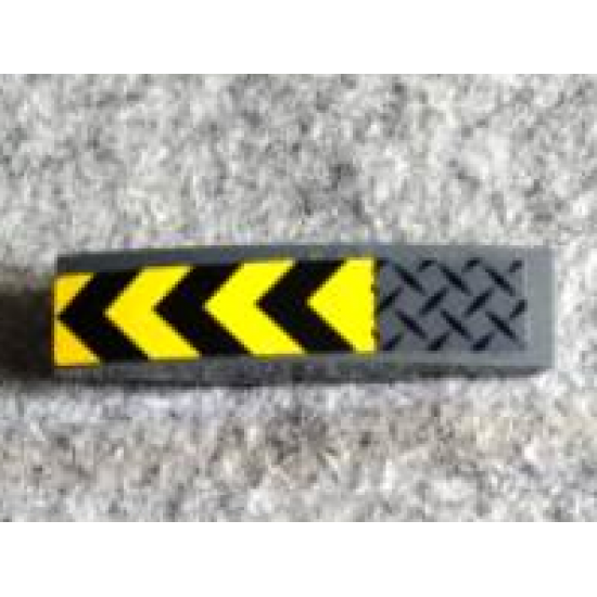 Slope, Curved 4 x 1 with Black and Yellow Chevrons and Dark Bluish Gray Tread Plate Pattern (Sticker) - Set 75929