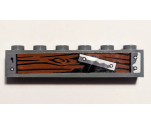 Brick 1 x 6 with Wood Grain, Metal Plates and Silver Nails Pattern Model Right Side (Sticker) - Set 70605