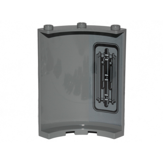 Cylinder Quarter 4 x 4 x 6 with SW Pipes and Wall Ornament Pattern on Inside Model Left Side (Sticker) - Set 75216