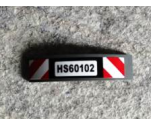 Slope, Curved 4 x 1 Double with 'HS60102' License Plate and Red and White Danger Stripes Pattern (Sticker) - Set 60102