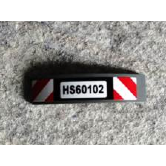 Slope, Curved 4 x 1 Double with 'HS60102' License Plate and Red and White Danger Stripes Pattern (Sticker) - Set 60102