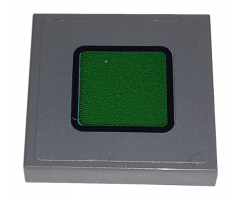 Tile 2 x 2 with Green Rounded Square with Black Border on Dark Bluish Gray Background Pattern (Sticker) - Set 60198