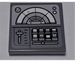 Tile 2 x 2 with SW Radar, Buttons and Slider on Dark Bluish Gray Background Pattern (Sticker) - Set 75106