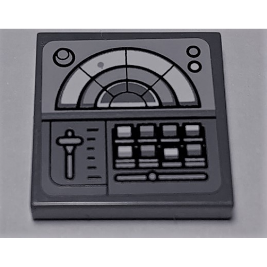 Tile 2 x 2 with SW Radar, Buttons and Slider on Dark Bluish Gray Background Pattern (Sticker) - Set 75106