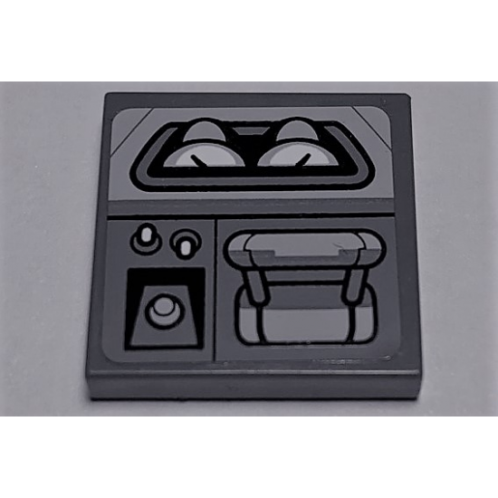 Tile 2 x 2 with SW Gauges, Switches and Thrust Lever on Dark Bluish Gray Background Pattern (Sticker) - Set 75106