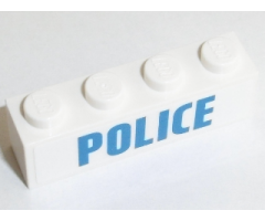 Brick 1 x 4 with Blue 'POLICE' on White Background Pattern (Sticker) - Set 60128