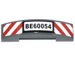 Slope, Curved 4 x 1 Double with Red and White Danger Stripes and 'BE60054' Pattern (Sticker) - Set 60054