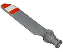 Technic Rotor Blade Small with Axle and Pin Connector End with Red and White Stripes Pattern on Top (Sticker)