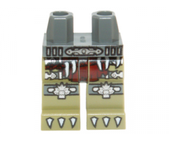 Hips and Olive Green Legs with Dark Red Loincloth, Silver Crocodile Knee Pads and White Claws Pattern