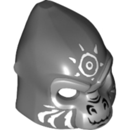 Minifigure, Headgear Mask Gorilla with Light Bluish Gray Face and White Sun Face Paint Pattern