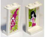 Panel 1 x 2 x 3 with Side Supports - Hollow Studs with Girl on Inside and Magenta and White Flower on Outside Pattern (Stickers) - Set 41058