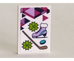 Tile 2 x 3 with Hockey Stick, Puck and Figure Skate Pattern (Sticker) - Set 41322