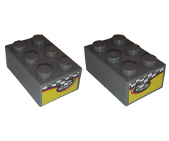 Brick 2 x 3 with Checkered Flag and Flame Pattern on Both Ends (Stickers) - Set 8134