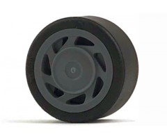 Wheel & Tire Assembly 11mm D. x 6mm with 7 Slanted Spokes with Black Tire 14mm D. x 6mm Solid Smooth (30838 / 50945)