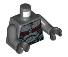 Torso Armored Flight Suit with Black Panel Lines and Red Straps Pattern / Dark Bluish Gray Arms / Black Hands