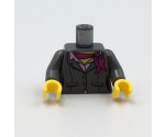 Torso Suit Jacket, Two Buttons, Pink Shirt and Magenta Scarf Pattern, Black Vertical Lines / Dark Bluish Gray Arms / Yellow Hands