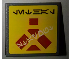 Road Sign 2 x 2 Square with Clip with Aurebesh Characters 'LETHAL' and 'STAY OUT' Pattern (Sticker) - Set 7879