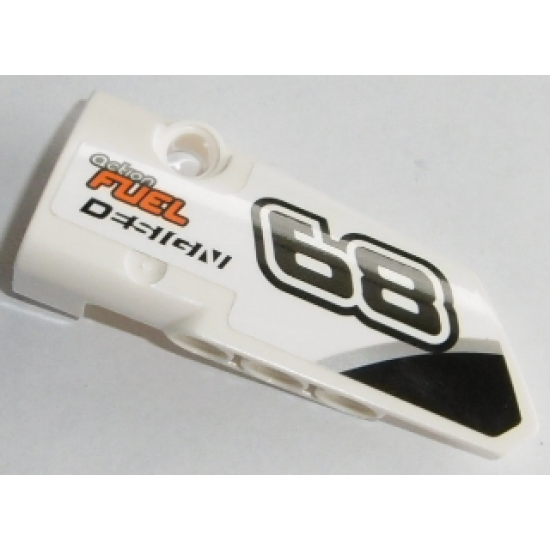 Technic, Panel Fairing # 3 Small Smooth Long, Side A with Black '68' and 'action FUEL DESIGN' Pattern (Sticker) - Set 42045