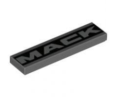 Tile 1 x 4 with Silver 'MACK' on Black Background Pattern