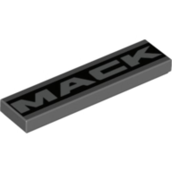 Tile 1 x 4 with Silver 'MACK' on Black Background Pattern