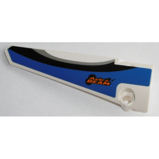 Technic, Panel Fairing # 5 Long Smooth, Side A with 'Axle & BEAM' and Blue, Black and Gray Pattern (Sticker) - Set 42045