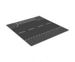 Baseplate, Road 32 x 32 6-Stud T Intersection with White Dashed Lines and Crosswalk Pattern