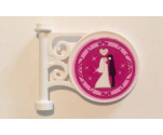 Road Sign Round on Pole with Bride and Groom and Silver Heart on Magenta Background Pattern (Sticker) - Set 41058