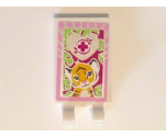 Tile, Modified 2 x 3 with 2 Clips with Bright Light Orange Tiger, Magenta Cross, Bright Pink Border Pattern (Sticker) - Set 41058