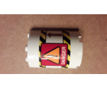 Cylinder Half 2 x 4 x 4 with Orange Danger Sign, Black and Yellow Stripes, Red Arrows and 'DANGER' Pattern (Sticker) - Set 42079