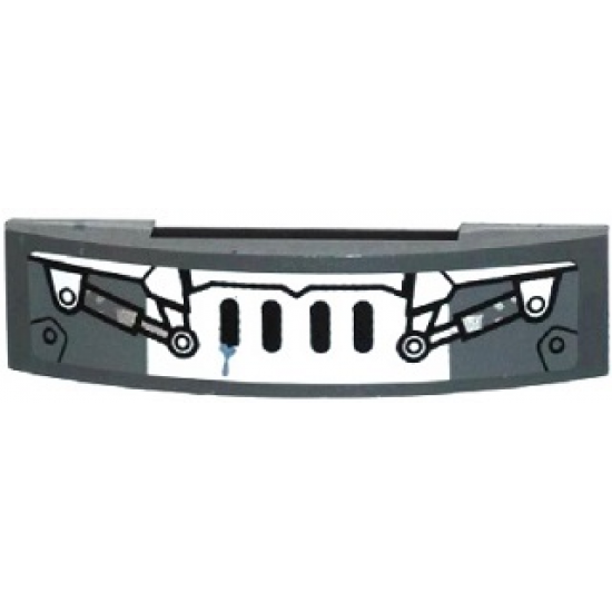 Slope, Curved 4 x 1 Double with Grille and 2 Hydraulic Cylinders Pattern (Sticker) - Set 70223
