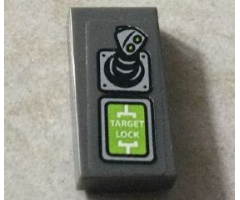 Tile 1 x 2 with Joystick and 'TARGET LOCK' on Lime Screen Pattern (Sticker) - Set 76016