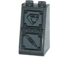 Slope 75 2 x 2 x 3 - Solid Studs with Snake Head Looking Right and Serrated Blade Sword Bas-Relief Sculpture Pattern (Sticker) - Set 70750