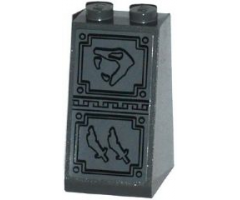 Slope 75 2 x 2 x 3 - Solid Studs with Snake Head Looking Left and 2 Scimitar Swords Bas-Relief Sculpture Pattern (Sticker) - Set 70750