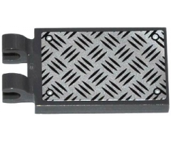 Tile, Modified 2 x 3 with 2 Clips with Tread Plate and 4 Rivets Pattern (Sticker) - Set 60082