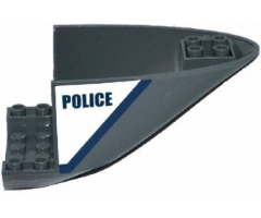 Aircraft Fuselage Curved Aft Section 6 x 10 Bottom with Dark Blue Line and 'POLICE' on White Background Pattern on Both Sides (Stickers) - Set 60067