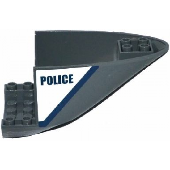 Aircraft Fuselage Curved Aft Section 6 x 10 Bottom with Dark Blue Line and 'POLICE' on White Background Pattern on Both Sides (Stickers) - Set 60067
