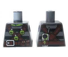 Torso Shirt with Black Stripes, Brown Belts with Pockets and 3 Lime Toxic Bulbs Pattern