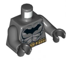 Torso Batman Logo with Muscles, Light Bluish Gray Shadow and Gold Belt Pattern / Dark Bluish Gray Arms / Black Hands