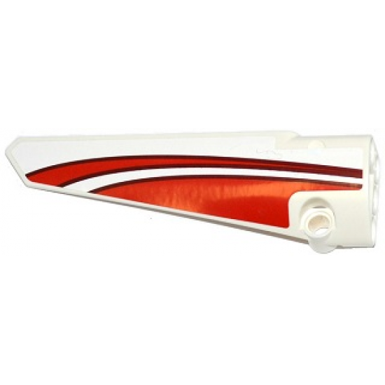 Technic, Panel Fairing # 5 Long Smooth, Side A with Red Curved Stripes Pattern (Sticker) - Set 42040