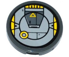 Tile, Round 2 x 2 with Bottom Stud Holder with Yellow Circle and Triangle and SW AT-DP Pattern (Sticker) - Set 75083