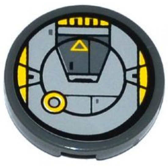 Tile, Round 2 x 2 with Bottom Stud Holder with Yellow Circle and Triangle and SW AT-DP Pattern (Sticker) - Set 75083