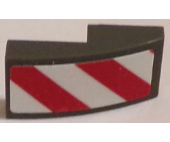 Slope, Curved 2 x 1 with Red and White Danger Stripes (Red and White Corners) Pattern Model Left Side (Sticker) - Sets 60081 / 60083 / 60107