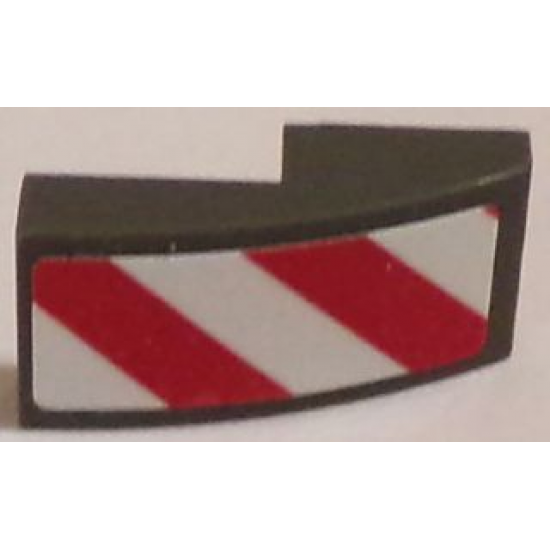 Slope, Curved 2 x 1 with Red and White Danger Stripes (Red and White Corners) Pattern Model Left Side (Sticker) - Sets 60081 / 60083 / 60107