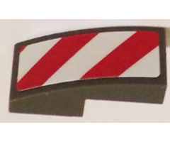 Slope, Curved 2 x 1 with Red and White Danger Stripes (Red and White Corners) Pattern Model Right Side (Sticker) - Sets 60081 / 60083 / 60107